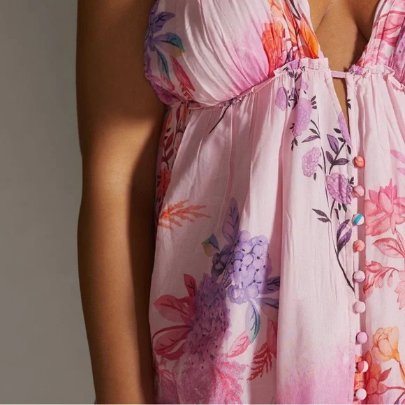 Anthropologie Pink Floral Maxi Dress - Picture 11 of 16